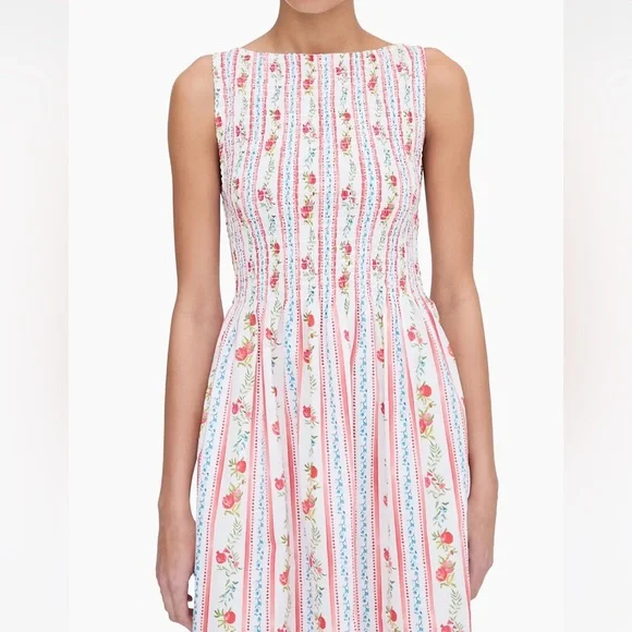 NWT Hill House Home Cosima Pomegranate Stripe Floral Striped Maxi Dress